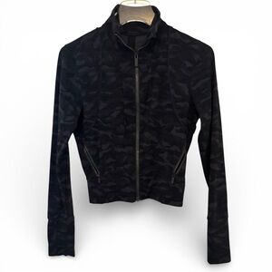 Lululemon Full Freedom Jacket Camo Deep Coal Black Zip Cropped Athleisure